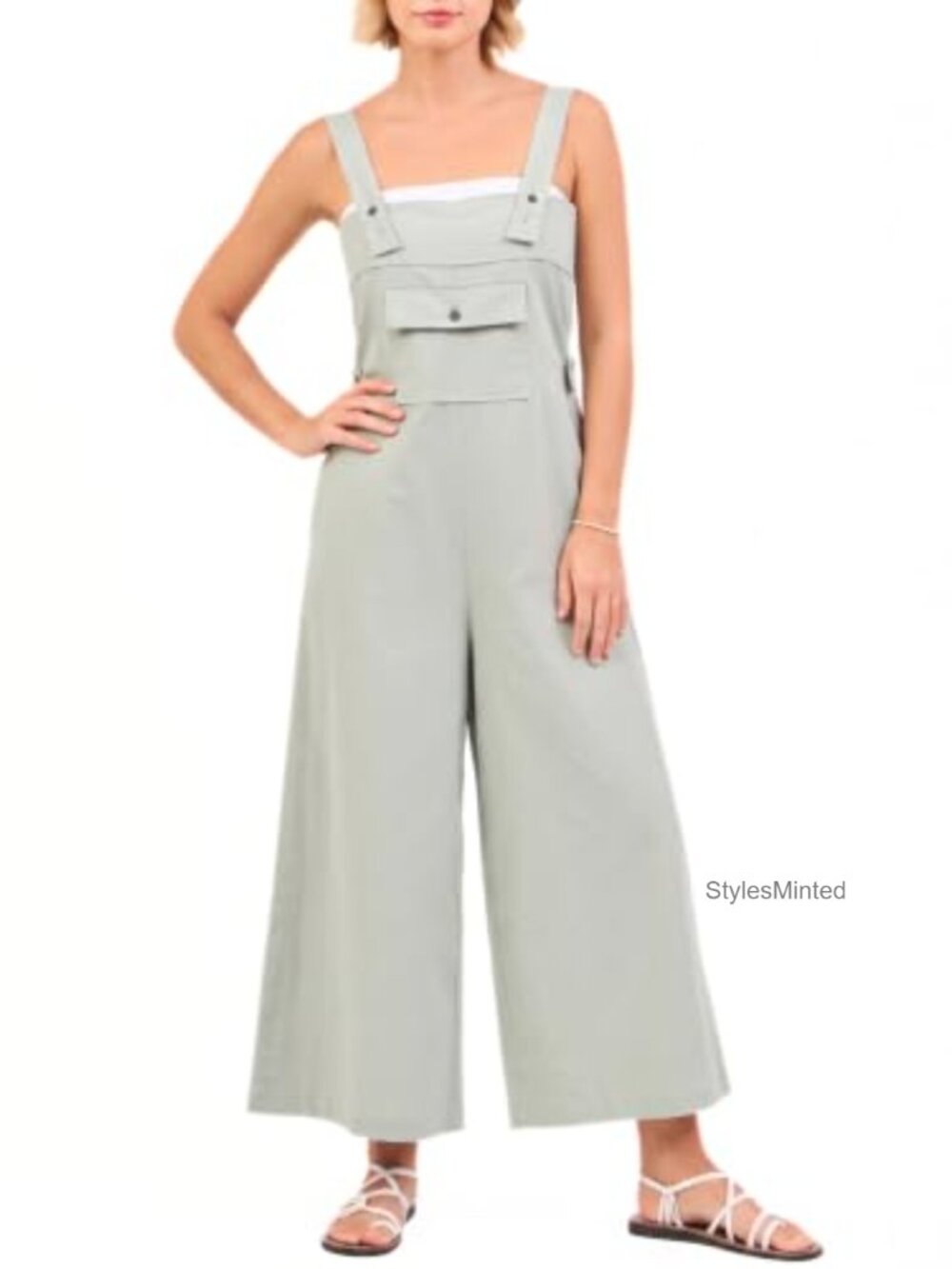 Women's Cotton Linen Overalls Wide Leg Baggy Bib Utility Jumpsuit Pockets
